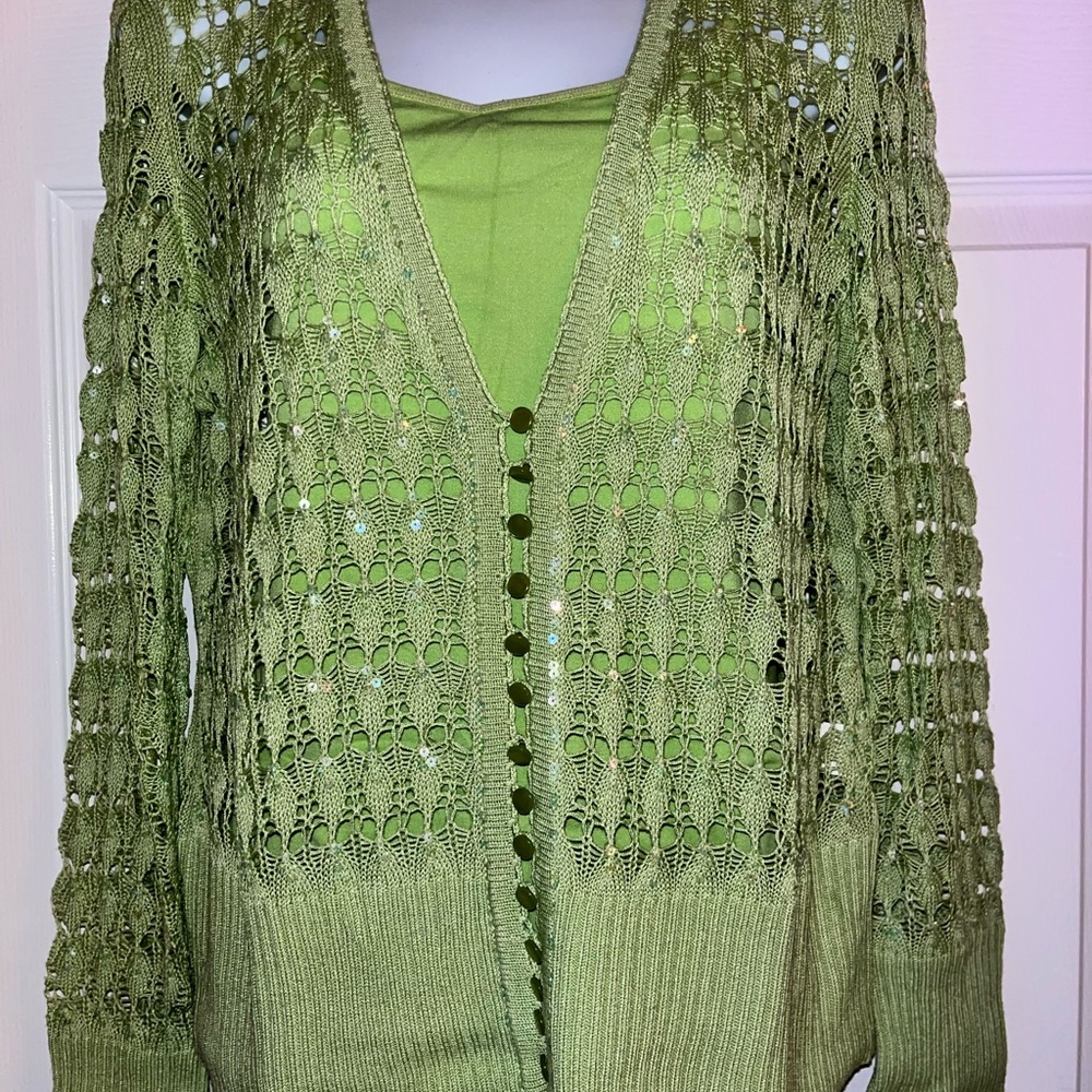 Cache Silk Cardigan With Sequins And Tank Top In … - image 3
